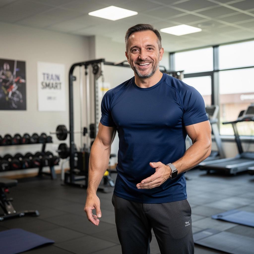 Упражнения за повишаване на костната плътност, извършвани от възрастен човек в парка.